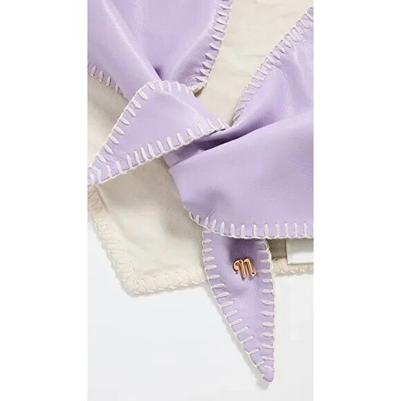 Nanushka Aditi Triangle Scarf Lilac Purple Womens One Size Vegan Leather Bandana - Picture 4 of 13